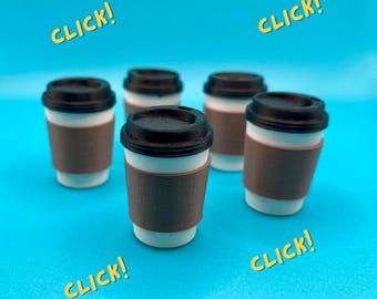 Mini Coffee Cup Clicker Fidget Toy – Stress Relief Desk Gadget | Cute Barista Gift & Office Fun