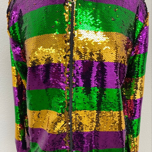 Mardi Gras Confetti Reversible Sequin Jacket Adult Etsy