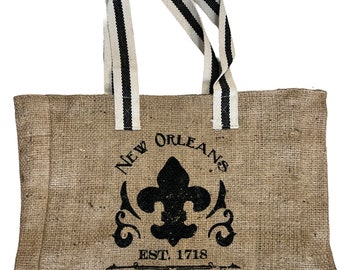 New Orleans Jute Tote Bag