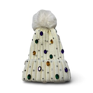 Berretto con pietre preziose di Mardi Gras con pompon