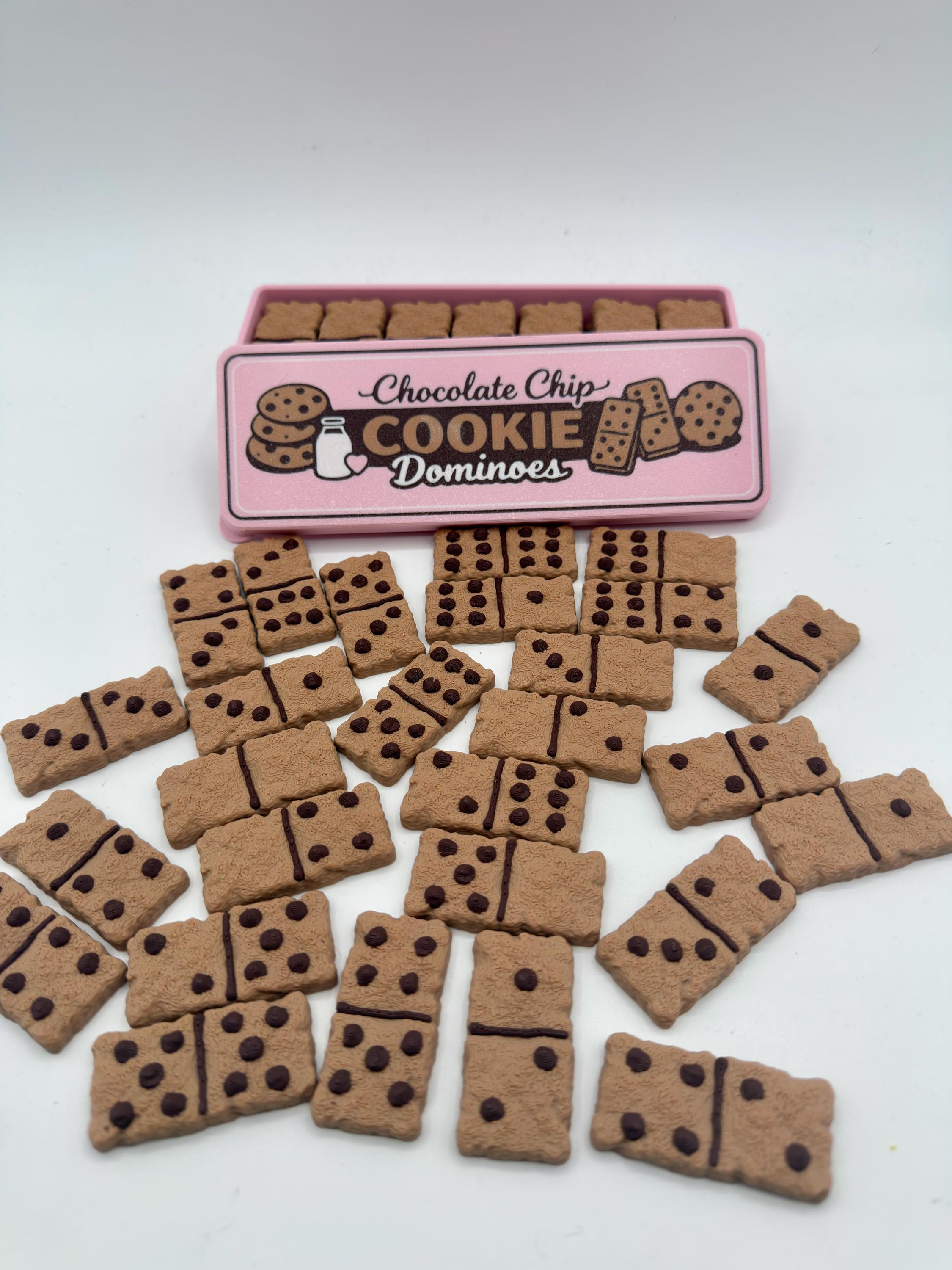 Chocolate Chip Cookie Dominoes Set, 3D Printed Domino Game With