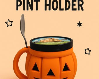 Porta pinta per gelato a forma di zucca – Custodia per gelato – Tazza con stampa 3D a forma di Jack O'Lantern, Tazza per gelato di Halloween, Regalo autunnale per gli amanti del gelato