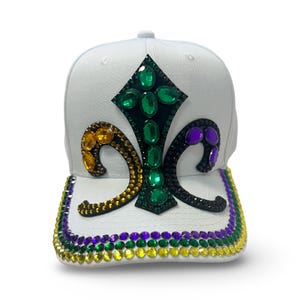 Cappello con strass Mardi Gras Fleur De Lis