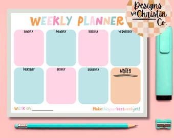 Weekly Planner Notepad | Undated Desk Organizer | Productivity Pad