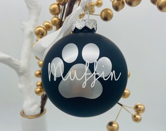Weihnachtskugel Hundepfote mit Wunschnamen Christbaumkugel Name