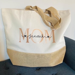 Jute bag MOM personalized, a wonderful individual gift idea not just for Mother's Day - with children's names / MOM / MAMA