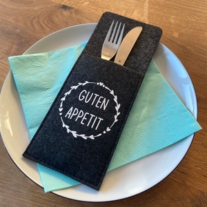 Cutlery bag -desired text- cutlery bag in dark gray for the beautifully set table