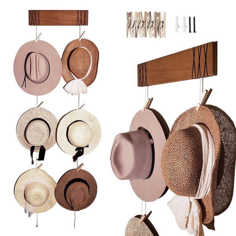 Hat Organizer Hat Wall Hanging Hat Rack Fedora Display Etsy