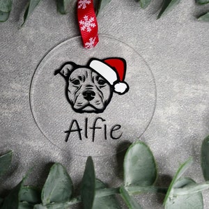 Personalised dog Christmas tree decoration, Staffordshire bull terrier, Christmas ornament, staffy lover gift