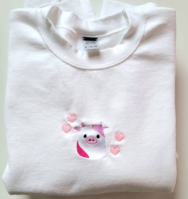 Squishmallow cow sweatshirt embroidered,  cow sweater embroidered,  