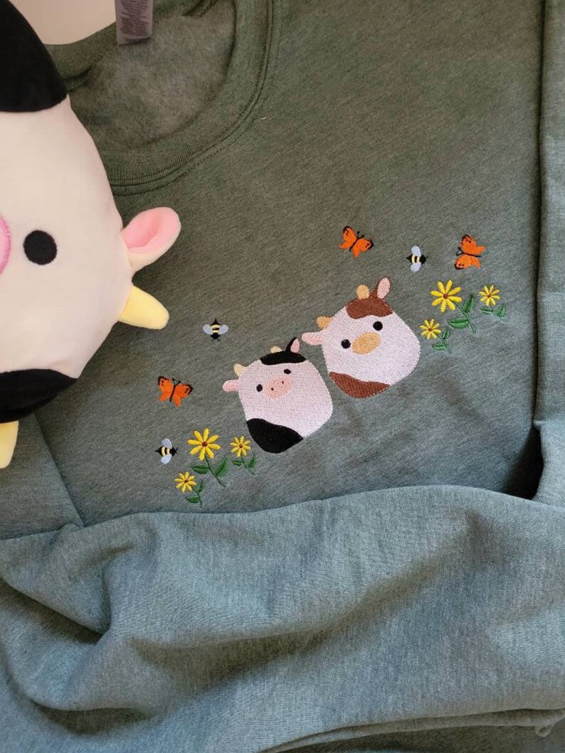 Squishmallow cow sweatshirt, sweater embroidered, cow shirt embroidered 