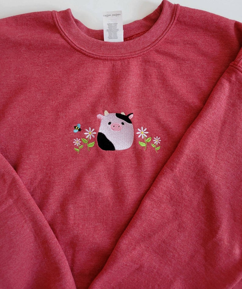 Squishmallow cow embroidered sweatshirt, cow embroidered sweater,  cow embroidered crewneck, Tee shirt 