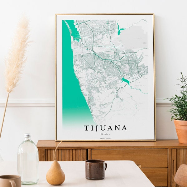 POSTER TIJUANA |Mexico map |tijuana print | Téléchargement numérique|  wall art | carte de ville| printable plan de ville| affiche