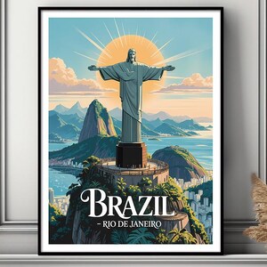 Christ the Redeemer Poster – Iconic Rio de Janeiro Landmark Art Print for Wall Decor, Brazilian Skyline, Cultural Travel Print