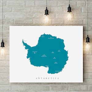 Antarctic printable | carte de l'Antarctique | Poster d'aventure | affiche continent blanc | antarctica