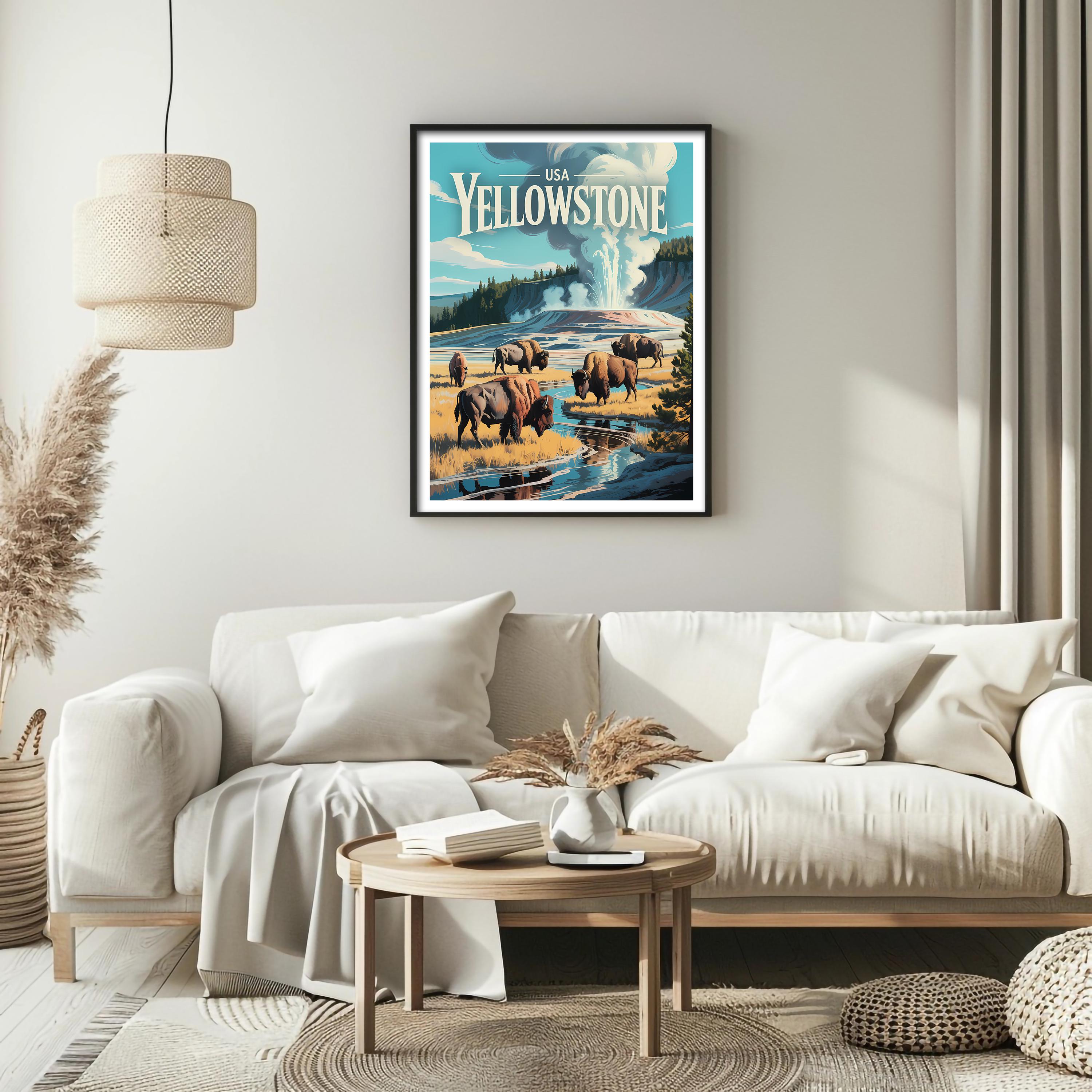 Yellowstone Poster - Iconic National Park Landscape Art Print for Wall ...