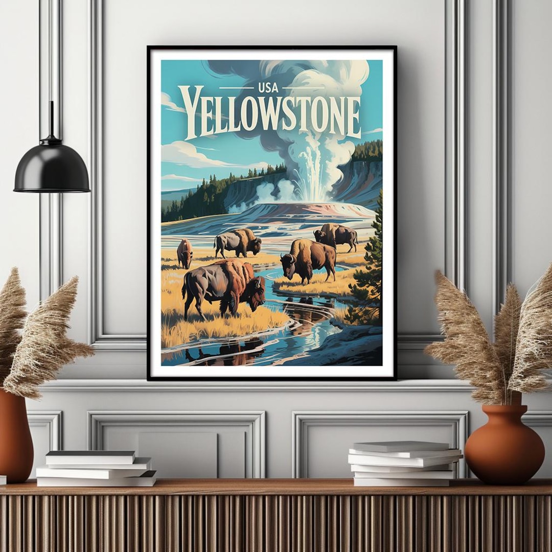 Yellowstone Poster - Iconic National Park Landscape Art Print for Wall ...