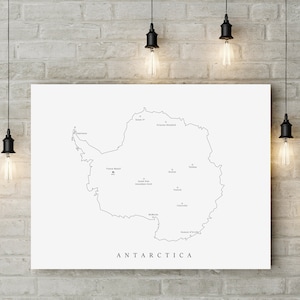 Antarctic printable | carte de l'Antarctique | Poster d'aventure | affiche continent blanc | antarctica