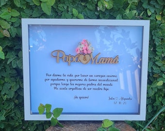 Marco para mamá y papá, hermanos, tíos, madrina, padrino, abuelos, boda, cuadro para la familia.