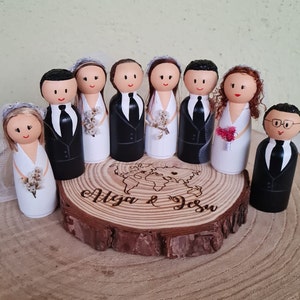 Regalos boda, sois los siguientes, topper pastel de boda familiar, muñecos de madera imagen 7