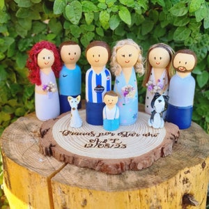 Novios personalizados, muñeco de tarta, topper de pastel de boda, Peg Doll Cake Topper, Novia y novio personalizados, Regalo de boda