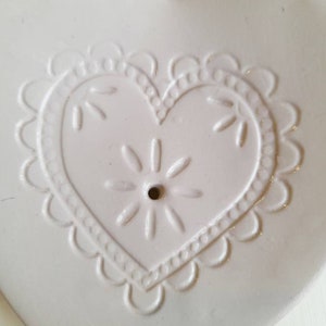 Gray heart shaped clay soap dish, with drainage hole, self draining, bathroom, kitchen. image 4