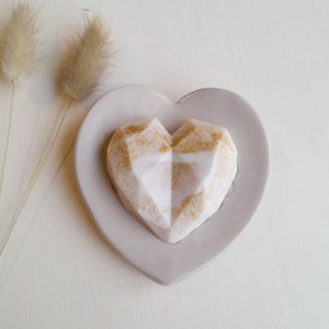 Gray heart shaped clay soap dish, with drainage hole, self draining, bathroom, kitchen. image 3