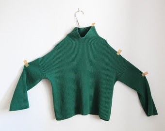 pull tricoté vert pour le printemps, pull large vert et pull fin pour le printemps, tricot oversize, pull en laine surdimensionné, femme chaud