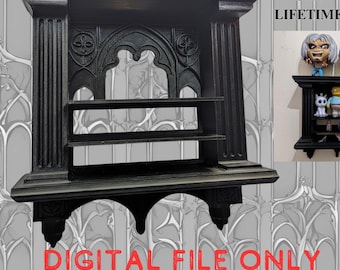 Estante de altar gótico imprimible en 3D (STL) - Exhibición digital de pared para coleccionables / Licencia comercial de por vida