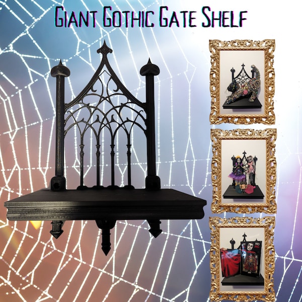 Giant Gothic Gate-Styled Wall Shelf - Majestic Enchantment for Grand Displays - Free Shipping