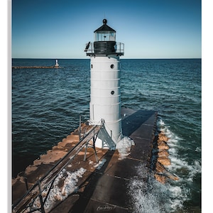 Manistee North Pier Lighthouse, Michigan - Large Wall Art, Home & Living Art, Wall Hangings, Landscape, Lake Michigan - Stock Photography