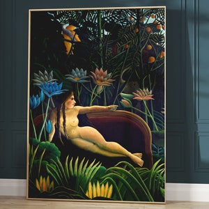 Henri Rousseau Botanical Print · The Dream · Vintage Poster · Emerald Green Wall Art · Dark Green Wall Art · Jungle Art · Tropical Art