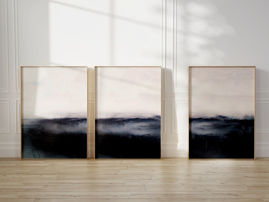 Navy Blue Wall Art Prints, Japandi Decor, Minimalist Wall Art