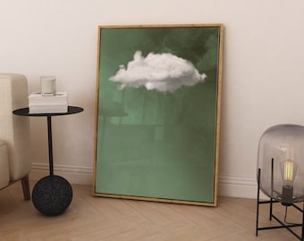 Sage Green Cloud Print · Sage Green Decor · Abstract Art Print · Minimalist Wall Art · Surreal · Cloud Poster · Living Room Decor ·