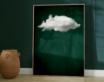 Emerald Green Cloud Print · Emerald Green Wall Art · Abstract Art Print · Minimalist Wall Art · Maximalist Decor · Dark Green Wall Art