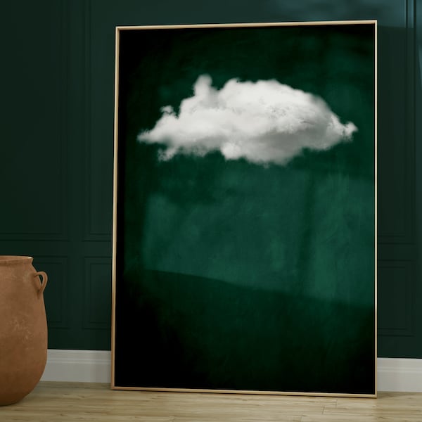 Smaragdgrüne Wolke · Smaragdgrüne Wandkunst · Abstrakter Kunstdruck · Minimalistische Wandkunst · Maximalist-Dekor · Dunkelgrüne Wandkunst