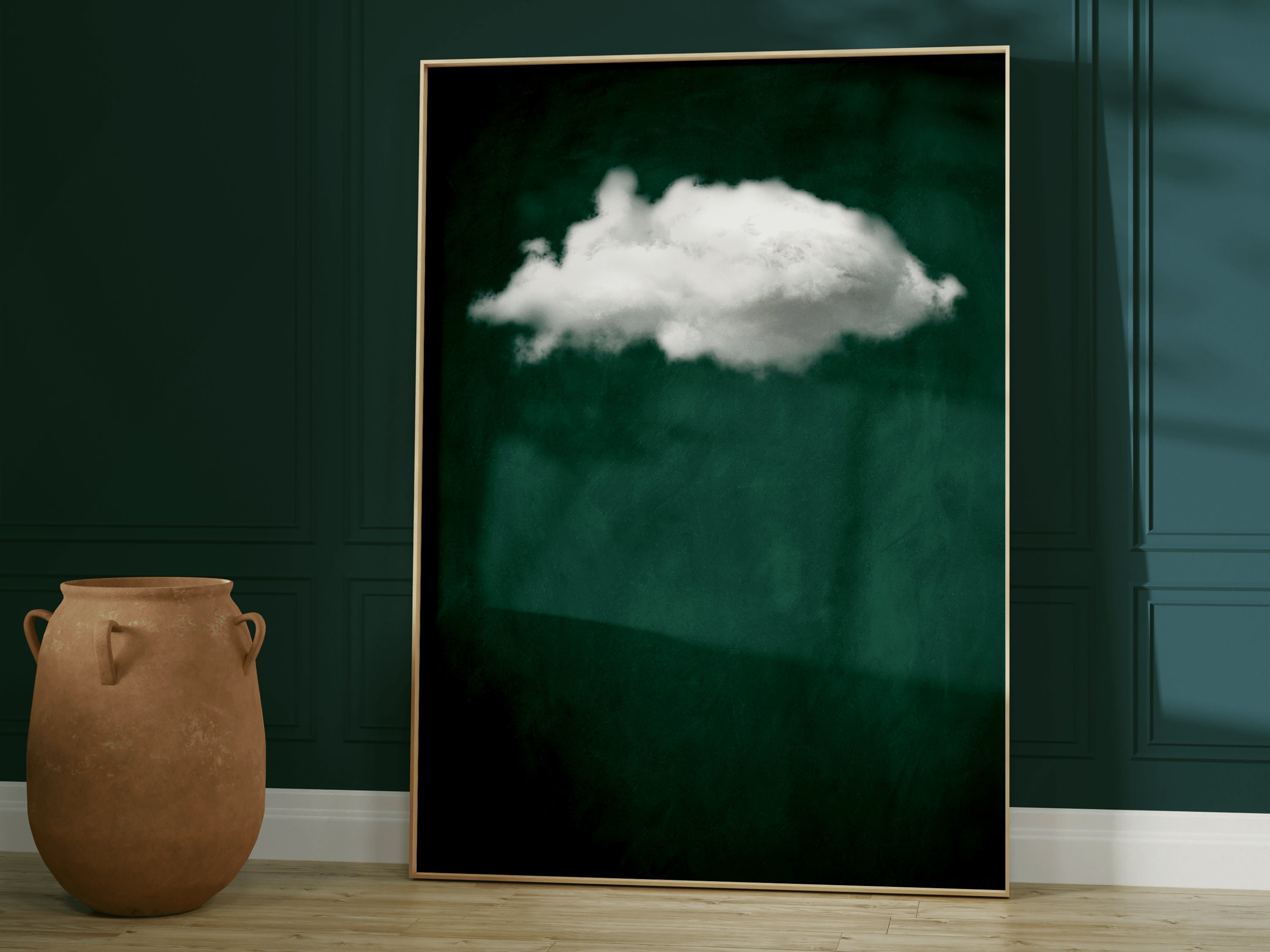 Emerald Green Cloud Print Emerald Green Wall Art Abstract Etsy UK