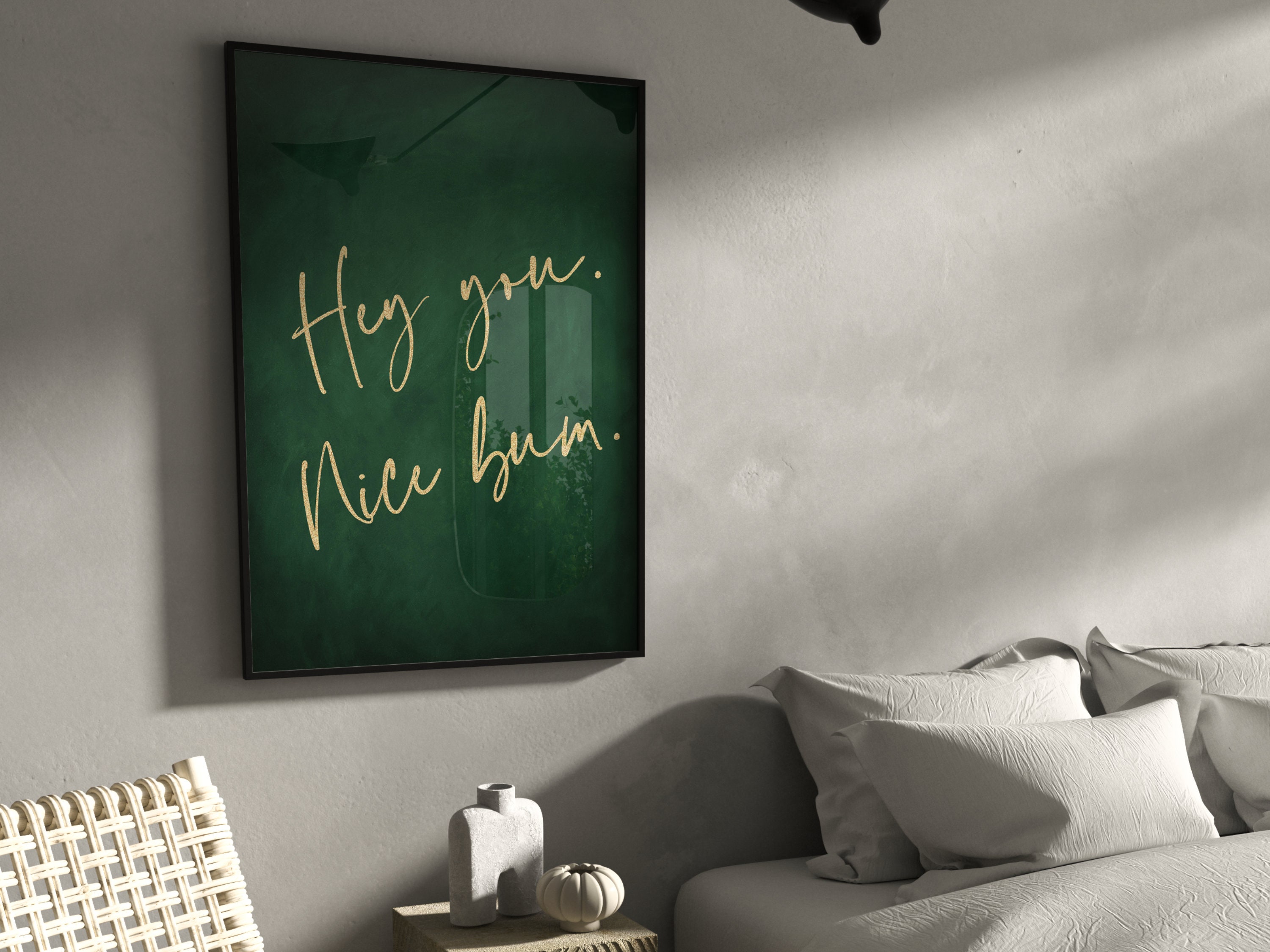 Green and Gold Nice Bum Print Emerald Green Decor Bedroom - Etsy