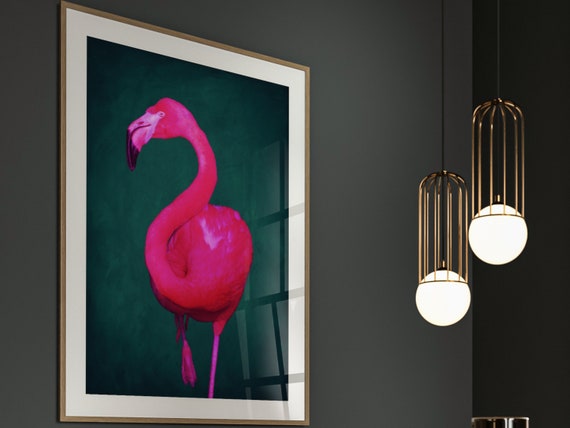 Bright Pink Flamingo Wall Art Emerald Green Decor Neon Pink Flamingo Poster  Pink and Green Print Maximalist Decor Pop Art Large - Etsy