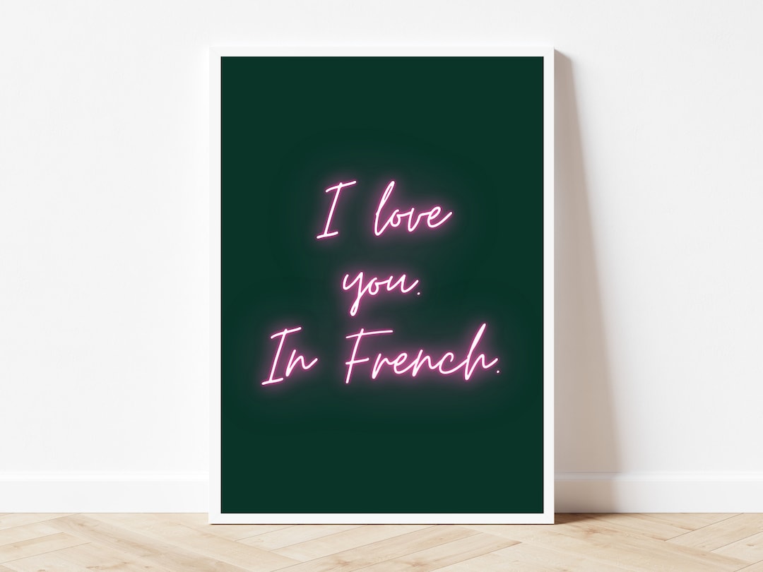 I Love You in French Art Print Emerald Green Wall Art Pink - Etsy