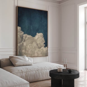 Blue Cloud Canvas Wall Art Print, Framed Art, Giclée, Large Wall Art, Abstract Art, Minimalist, Maximalist, Living Room Decor, Moody Art