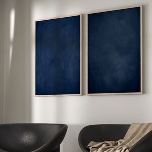 Navy Blue Wall Art, Set of 2 Prints, Abstract Large Wall Art, Dark Blue ...