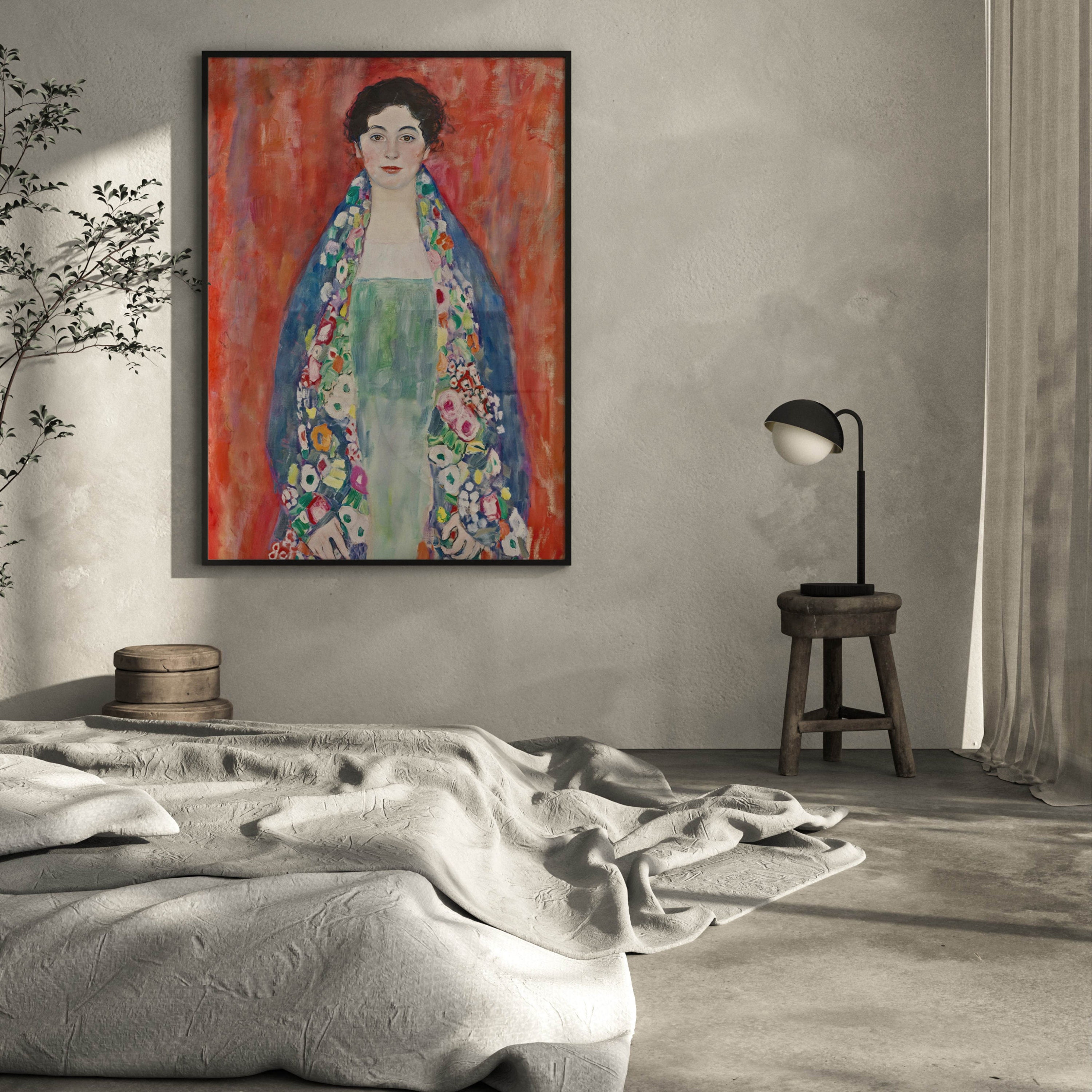 Red Gustav Klimt Wall Art Print, Giclée Portrait of Fraulein Lieser ...