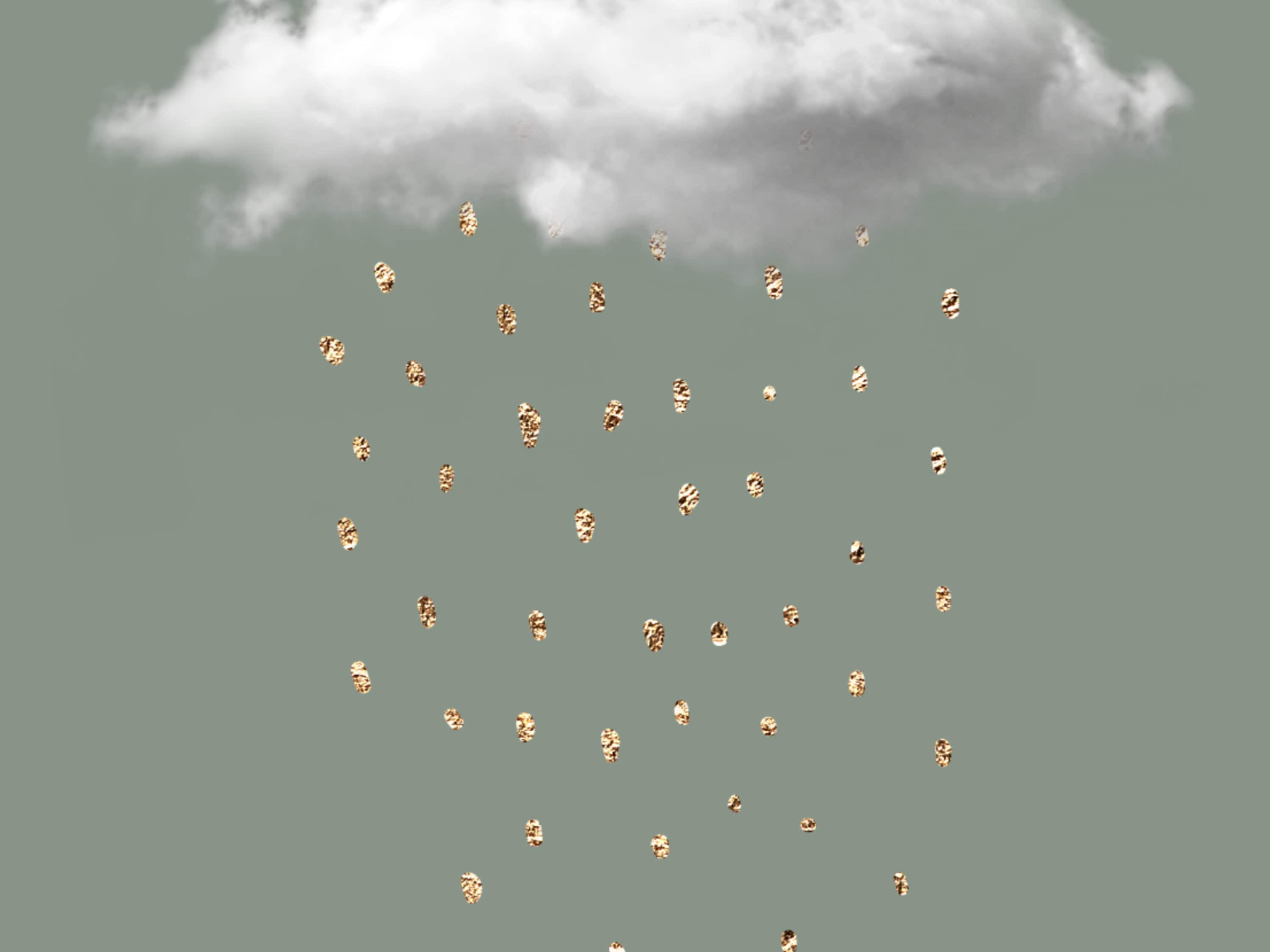 Sage Green and Gold Cloud Wall Art Sage Green Decor Rain Etsy UK