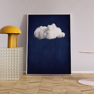 Indigo Wolken Wandkunst, Abstrakter Kunstdruck, Dunkelblau minimalistische Wandkunst, Waben Gelb, Maximalist Dekor, Himmel Poster · Wohnzimmer Dekor