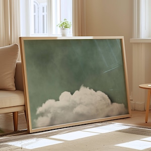 Impression d'art mural nuage vert sauge, art abstrait, minimaliste, paysage, décoration au-dessus du lit, décoration murale au-dessus du lit, chambre à coucher, salon, grande