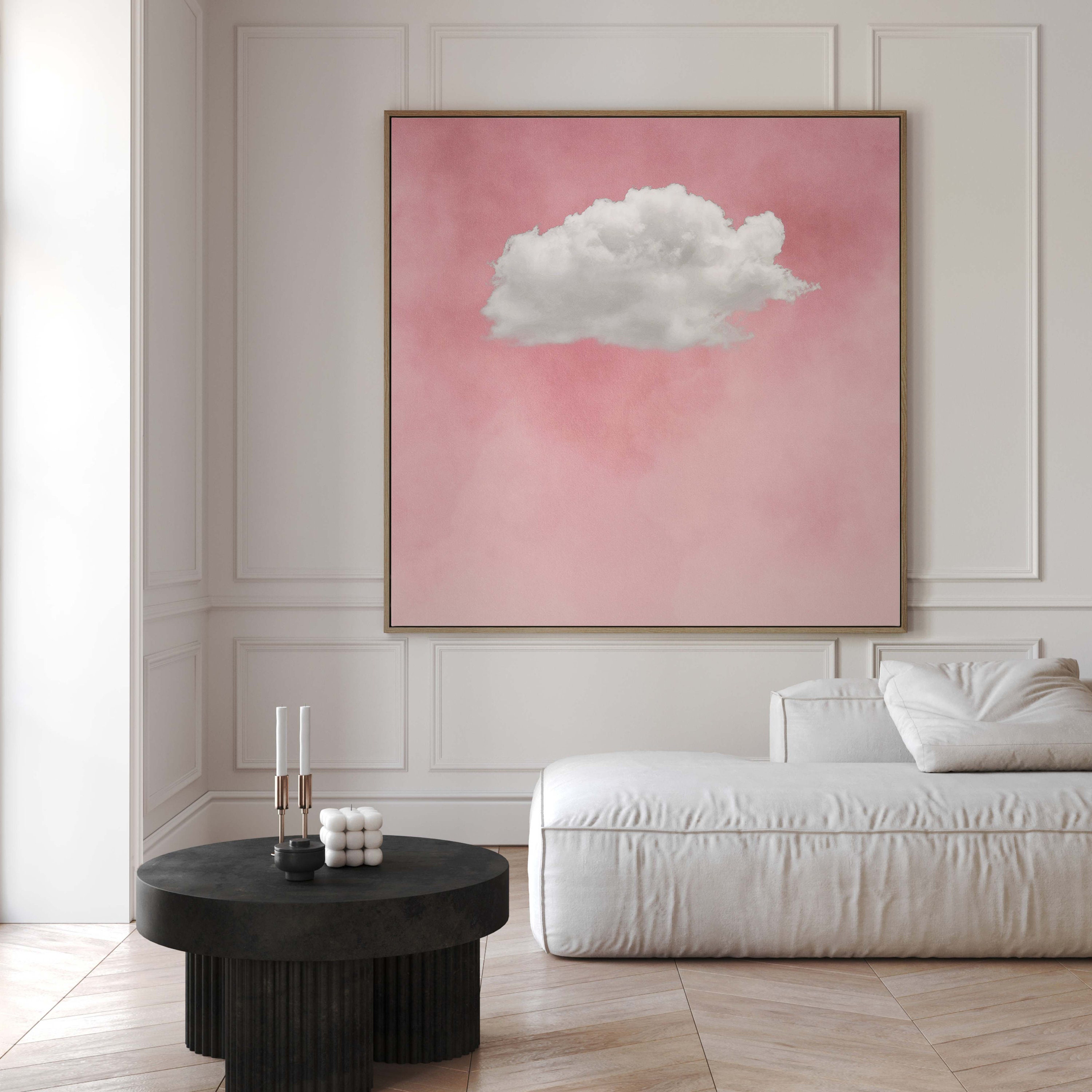 Pink Square Cloud Canvas Wall Art Print, Blush Abstract Art