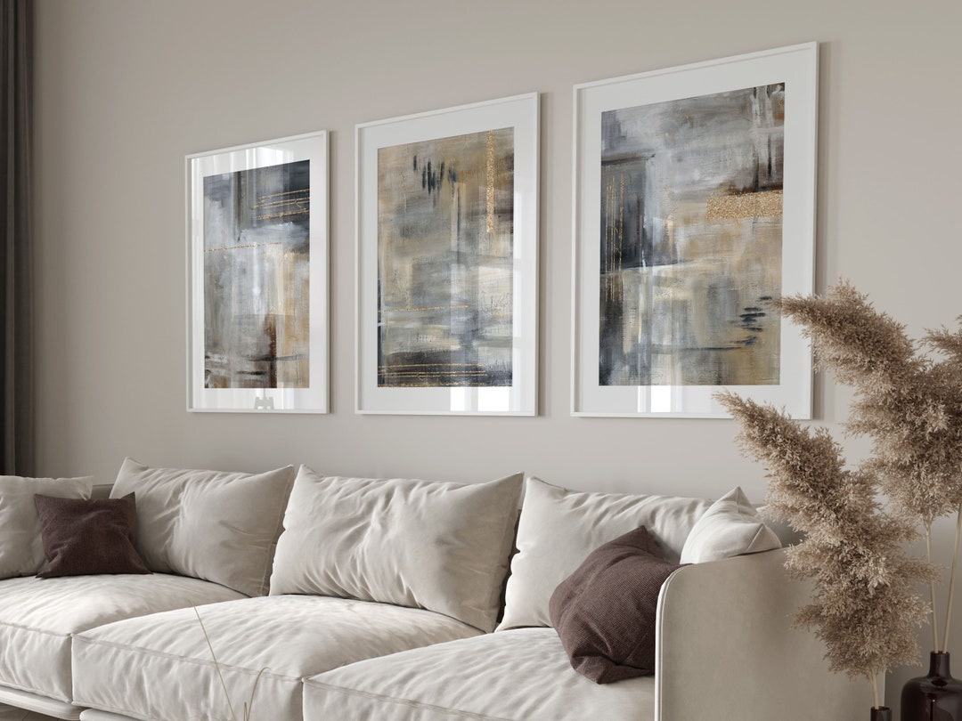 Black Beige and Gold Wall Art · Set of 3 Prints · Neutral Wall Art ...