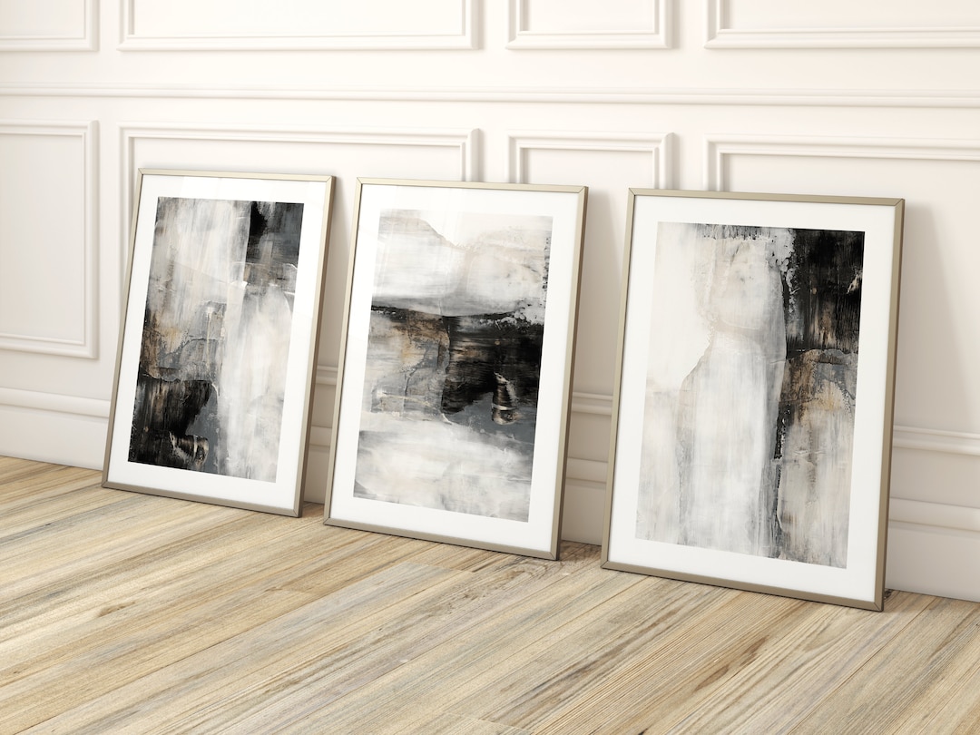 Black and White Abstract Wall Art · Set of 3 Prints · Gallery Wall Set ...