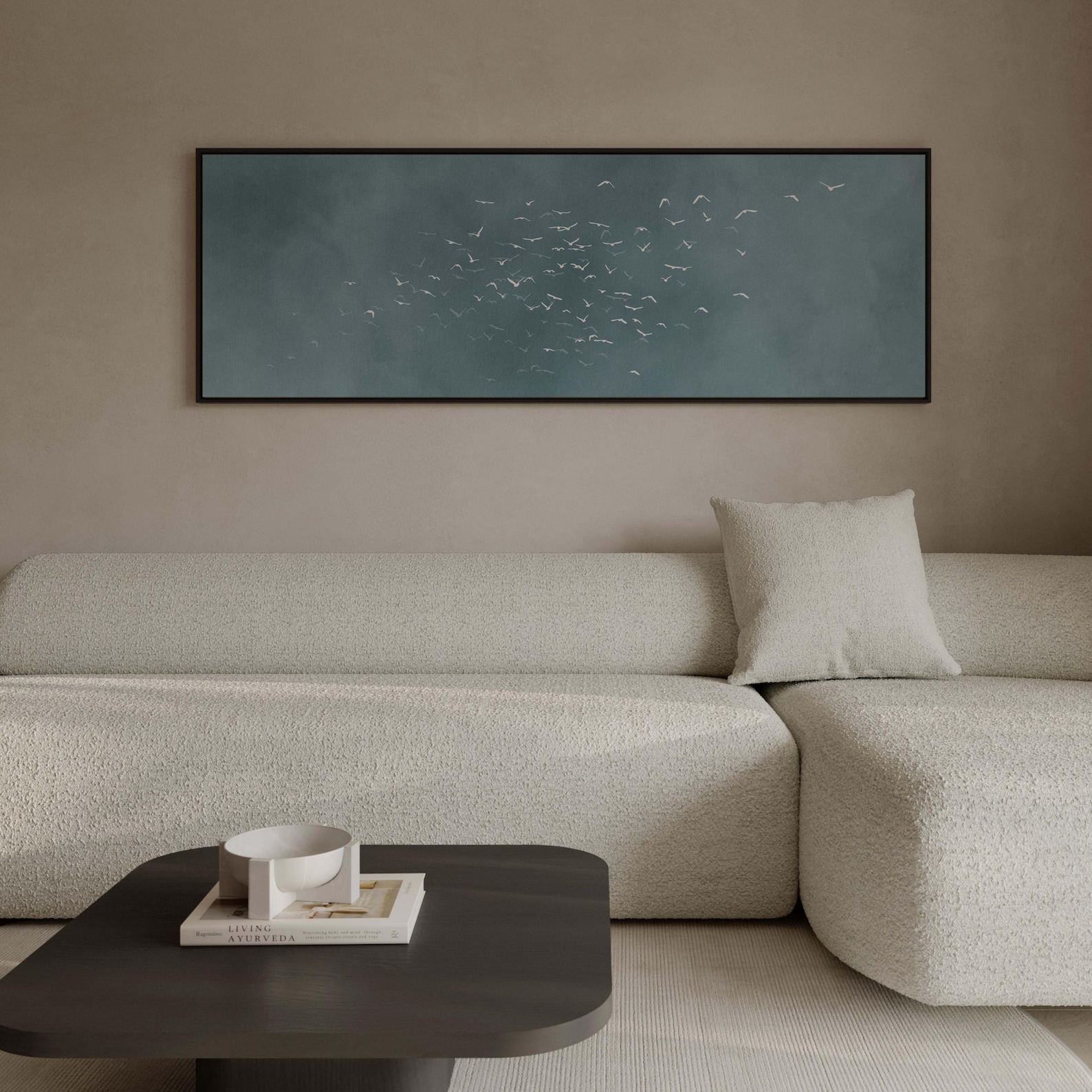 Sky Blue Birds Panoramic Canvas, Large Framed Horizontal Wall Art ...
